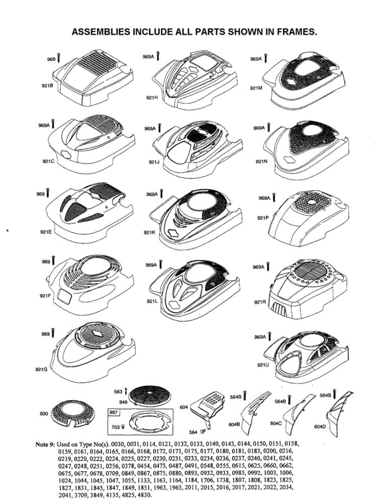 Blower Housing Diagram and Parts List for 126T00 0004-4830 Briggs and Stratton Engine